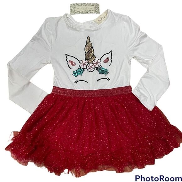 New Christmas Unicorn Sparkling Tutu Holiday Dress, Size 5 - Picture 1 of 4
